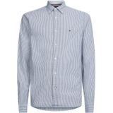 Tommy Hilfiger - Core 1985 Flex Oxf Shirt - Casual Overhemd - Carbon Navy/Wit - Biologisch Katoen