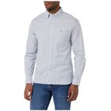 Tommy Hilfiger - Core 1985 Flex Oxf Shirt - Casual Overhemd - Carbon Navy/Wit - Biologisch Katoen