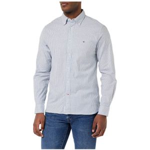 Tommy Hilfiger - Core 1985 Flex Oxf Shirt - Casual Overhemd - Carbon Navy/Wit - Biologisch Katoen