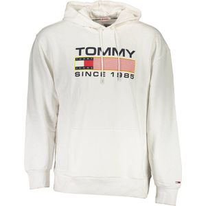 Tommy Jeans - Biologisch Katoenen Hoodie - Wit - Heren - Met Capuchon en Kangoeroezak