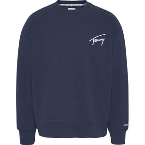 Tommy Jeans - Signature Crew Sweater - Blauw - Biologisch Katoen