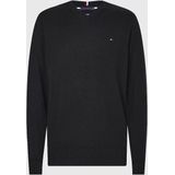 Tommy Hilfiger - V-hals Trui - Zwart - Katoen met Kasjmier - Regular Fit