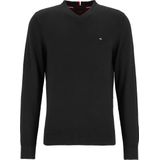 Tommy Hilfiger - V-hals Trui - Zwart - Katoen met Kasjmier - Regular Fit