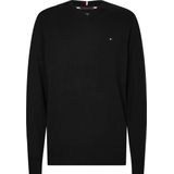 Tommy Hilfiger - V-hals Trui - Zwart - Katoen met Kasjmier - Regular Fit