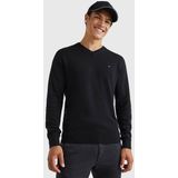 Tommy Hilfiger - V-hals Trui - Zwart - Katoen met Kasjmier - Regular Fit