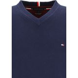 Tommy Hilfiger - V-hals Trui - Donkerblauw - Katoen met Kasjmier