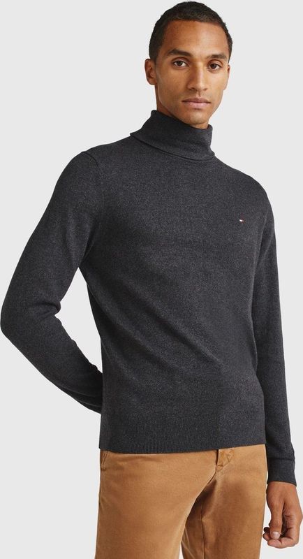 Tommy Hilfiger - Pima Org Ctn Cashmere Roll Neck - Coltrui - Grijs
