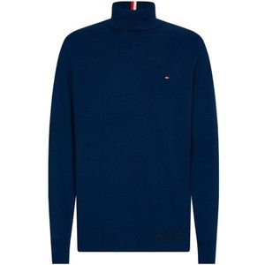 Tommy Hilfiger heren coltrui katoen - Pima Org Ctn Cashmere Roll Neck - blauw