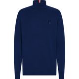 Tommy Hilfiger heren coltrui katoen - Pima Org Ctn Cashmere Roll Neck - blauw