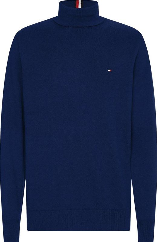Tommy Hilfiger heren coltrui katoen - Pima Org Ctn Cashmere Roll Neck - blauw