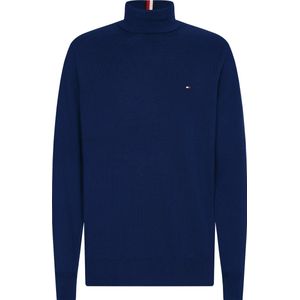 Tommy Hilfiger heren coltrui katoen - Pima Org Ctn Cashmere Roll Neck - blauw