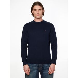 Tommy Hilfiger - O-hals Trui - Donkerblauw - Katoen met Kasjmier