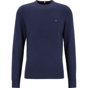 Tommy Hilfiger - O-hals Trui - Donkerblauw - Katoen met Kasjmier - Pima Organic Cotton Cashmere