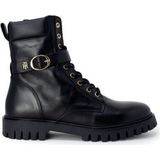 Tommy Hilfiger - Enkellaarsjes - Zwart - Leer - Biologisch Katoen