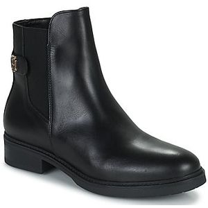 Tommy Hilfiger Dames Coin Leather Flat Boot Fw0fw06749 lage laarzen, zwart/zwart, 37 EU, Zwart