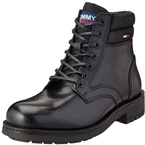 Tommy Jeans - Korte Veterschoenen - Zwart - Leer