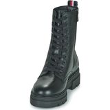 Tommy Hilfiger - Leren Veterlaarzen - Zwart - Dames