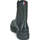 Tommy Hilfiger - Leren Veterlaarzen - Zwart - Dames