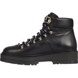 Tommy Hilfiger - Leren Outdoor Platte Laars - Zwart - Leer