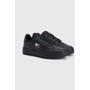 Tommy Hilfiger Retro Basket Leren Heren Sneakers - Zwart - Maat 43