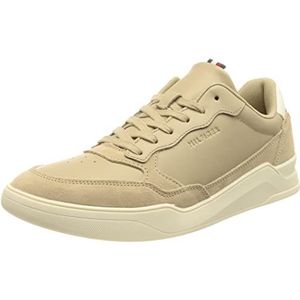 Tommy Hilfiger Heren verhoogde Cupsole Leather Mix Sneaker, Beige, 42 EU