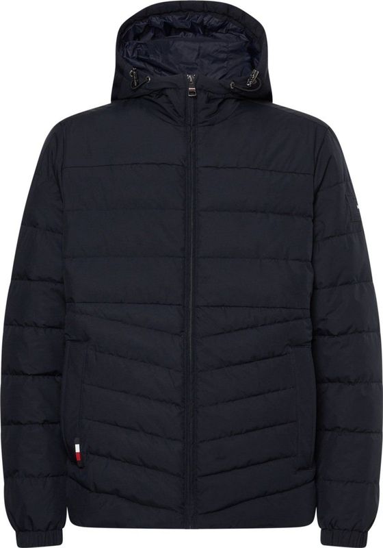 Tommy Hilfiger - Branded Hooded Jacket - Heren Jas - Blauw - Gerecycled Polyester