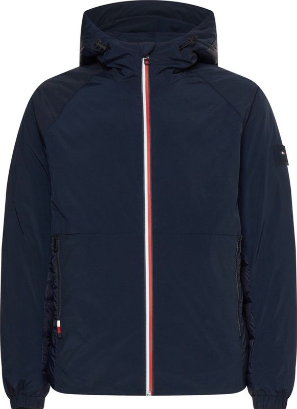 Tommy Hilfiger - Mix Media Hooded Jacket - Tussenjas - Blauw - 100% Polyester