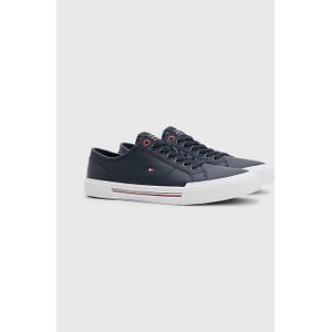 Tommy Hilfiger, Schoenen, Heren, Blauw, 43 EU, Leer, Blauwe Leren Sneakers voor Mannen