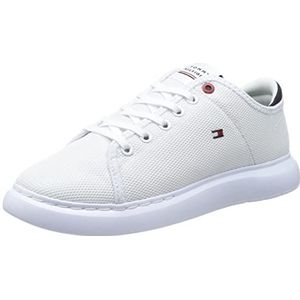 Tommy Hilfiger Heren lichtgewicht textiel Cupsole Sneaker, Wit, 45 EU