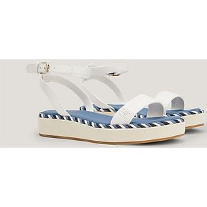 Tommy Hilfiger, Touw flatform sandalen Wit, Dames, Maat:39 EU