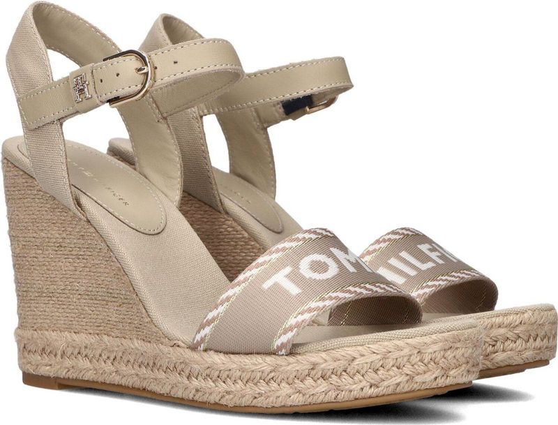 Tommy Hilfiger Seasonal Webbing Wedge Sandalen - Met Sleehak - Dames - Beige