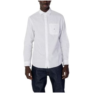 Tommy Jeans, Heren, Overhemden, Wit, Maat: S Katoen,