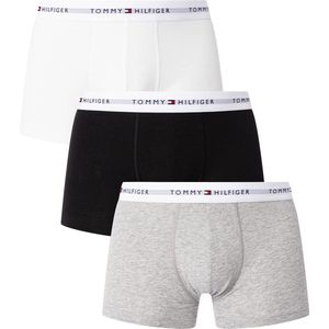 Tommy Hilfiger - Heren Trunk Boxershorts - Grijs Hei/Zwart/Wit - Biologisch Katoen