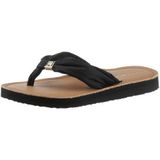 Tommy Hilfiger Dames TH Elevated Beach Sandal Flip Flop, zwart, 4 UK, Zwart, 37 EU