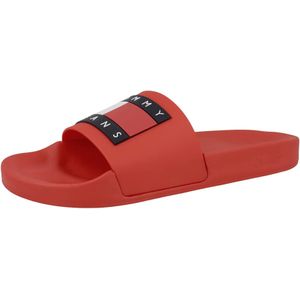 Tommy Jeans Zwemschoenen voor heren Pool Slide, badslippers, rood (Deep Crimson), 45, rood, 48 EU