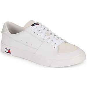 Tommy Jeans, Schoenen, Heren, Wit, 42 EU, Witte Leren Sneakers voor Mannen