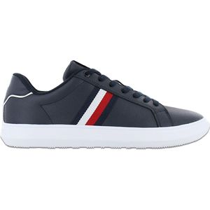 Tommy Hilfiger Corporate Leather Cup Stripes - Heren Sneakers Schoenen Blauw FM0FM04732DW5 - Maat EU 43 UK 9