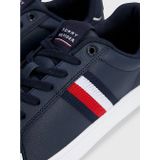 Tommy Hilfiger Corporate Leather Cup Stripes - Heren Sneakers Schoenen Blauw FM0FM04732DW5 - Maat EU 46 UK 11