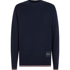 Tommy Hilfiger heren pullover katoen - Monotype Gs Tipped Crew Neck - blauw