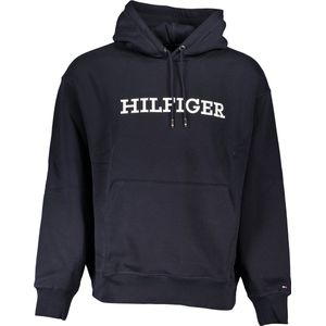 TOMMY HILFIGER - Hoodie - Blauw - Katoen - Geborduurd Logo