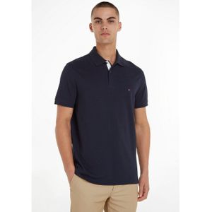 Tommy Hilfiger - Poloshirt - Blauw - Katoen - Geborduurde Vlag Op De Borst