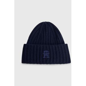 Tommy Hilfiger, Accessoires, Dames, Blauw, ONE Size, Wol, Blauwe Iconic Beanie