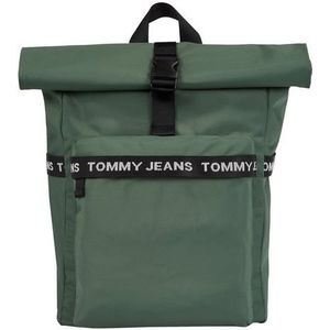 Tommy Jeans, Tassen, Heren, Groen, ONE Size, Groene Rolltop Rugzak Essential Model