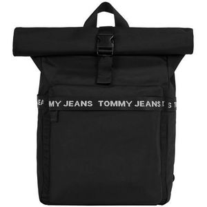 Tommy Jeans, Tassen, Heren, Zwart, ONE Size, Polyester, Zwarte Rolltop Rugzak