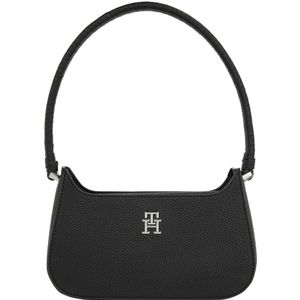 Tommy Hilfiger Dames tas embleem schoudertas klein, veelkleurig (zwart), één maat, Zwart, One Size