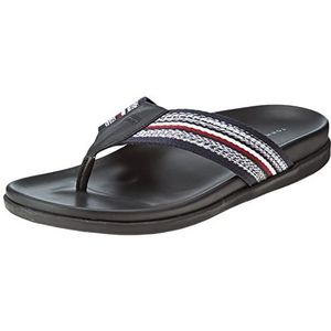 Tommy Hilfiger Heren Corporate Mix Leren Sandaal, Zwart, 41 EU