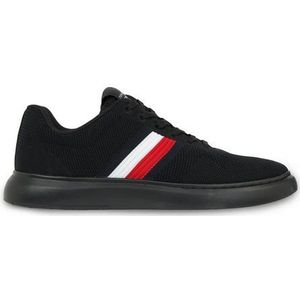 Tommy Hilfiger Heren Lichtgewicht Cupsole Knit Strepen Sneaker, Zwart, 40 EU