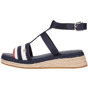 Tommy Hilfiger Vrouwelijke gehaakte plateausandaal voor dames, Ruimte Blauw, 36 EU