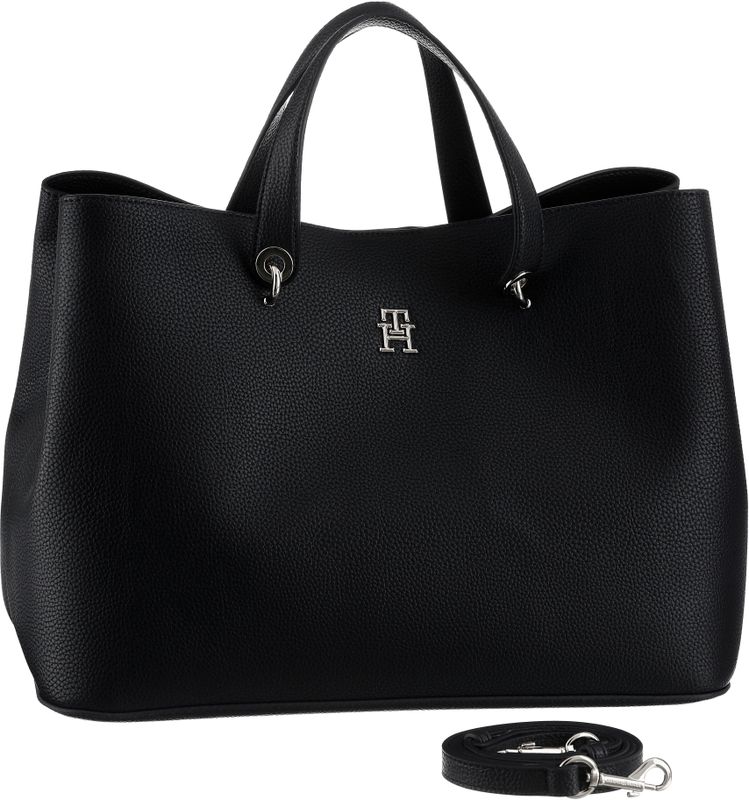 Handtasche Tommy Hilfiger Th Emblem Satchel AW0AW15177 Schwarz