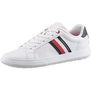 Tommy Hilfiger Essential Leather Cupsole Sneakers voor heren, wit, Wit, 41 EU